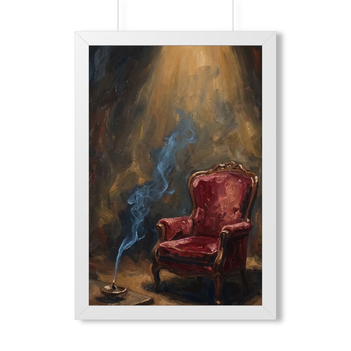 Framed Vertical Poster - Solitude Velvet Armchair Oil... |...