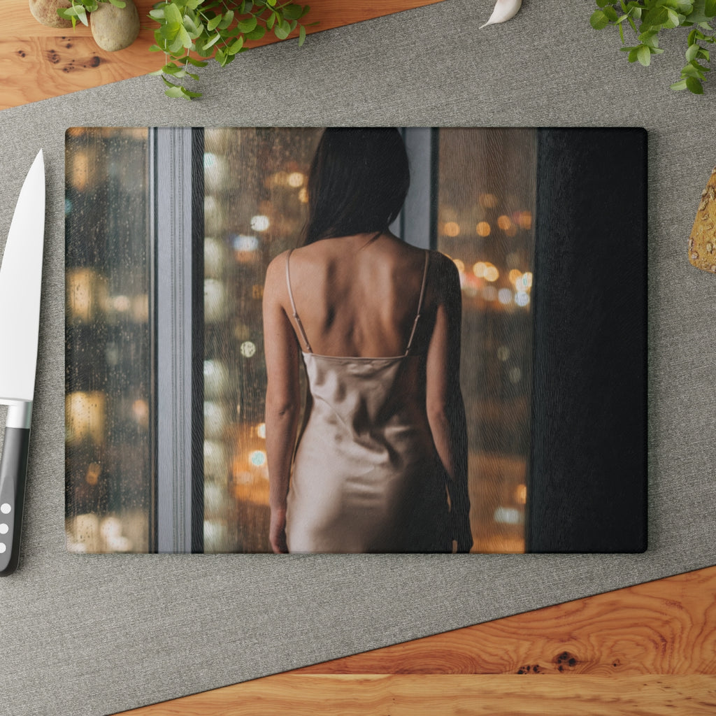 Glass Cutting Board - Cinematic City Glow