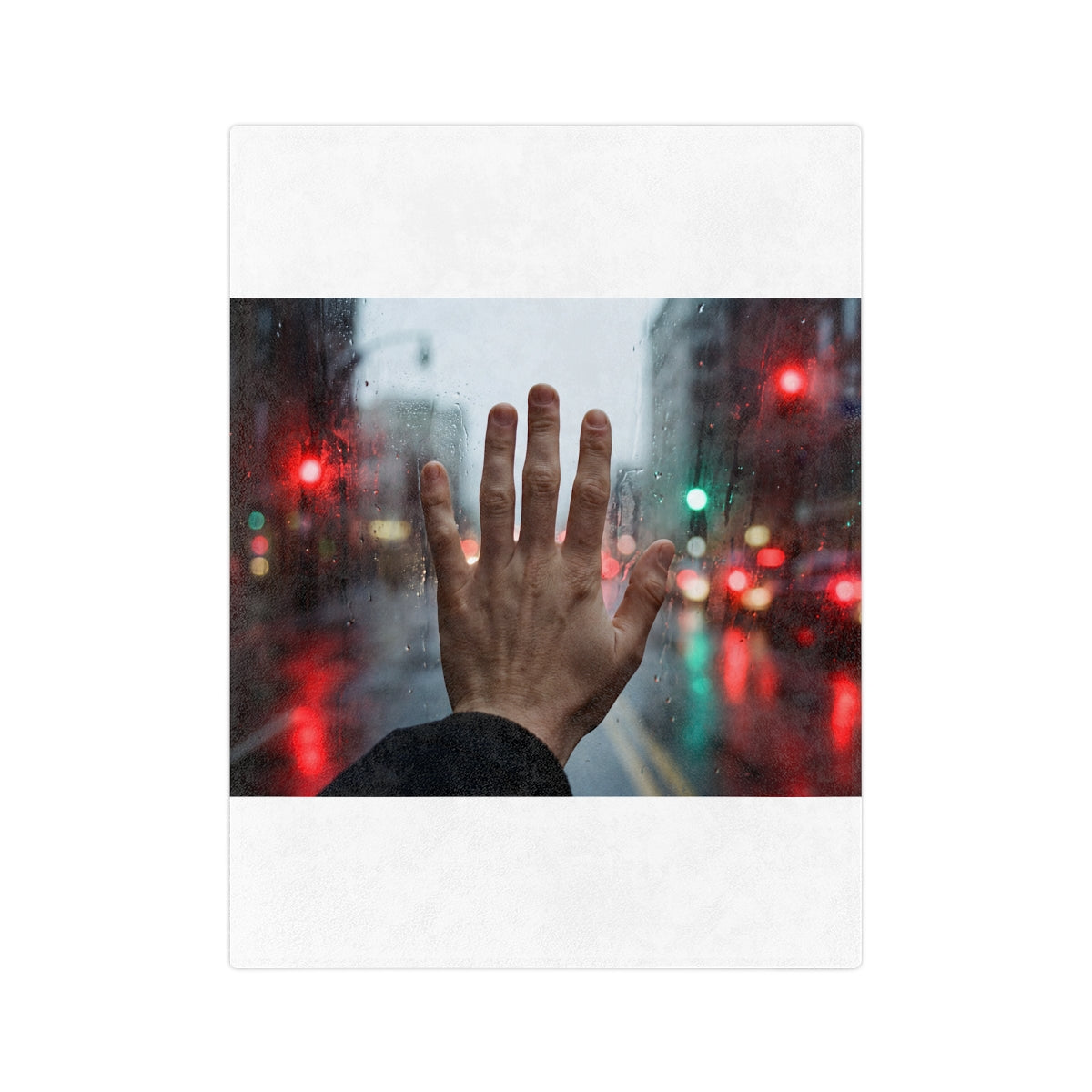 Velveteen Microfiber Blanket - Rainy City Glass Hand - Moody...