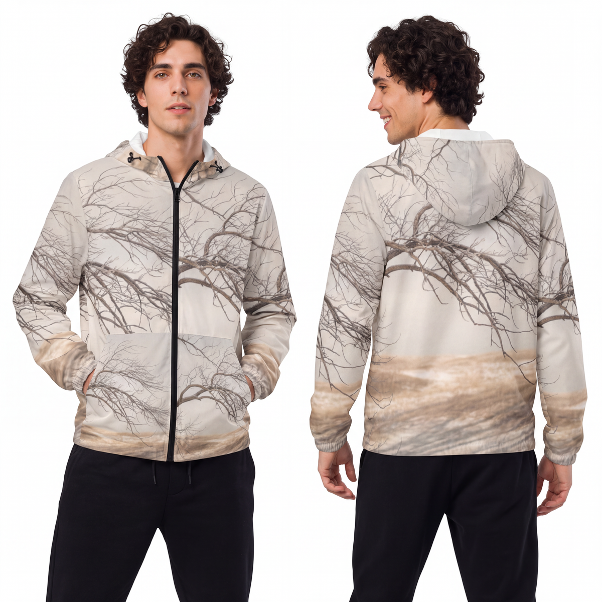 Men's Unisex Windbreaker Jacket - Silent Branches Winter......