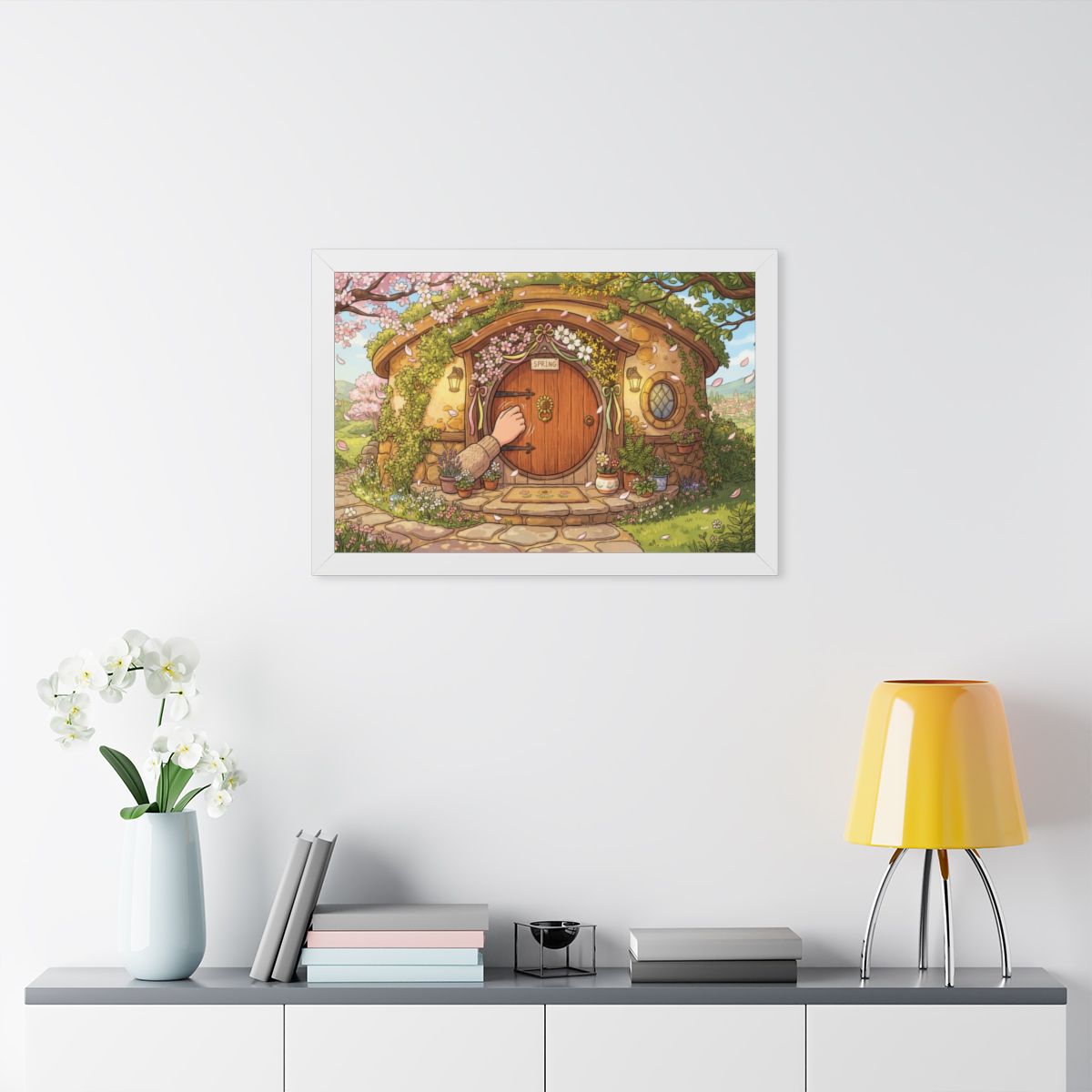 Framed Horizontal Poster - Spring Garden Entry — White... |...
