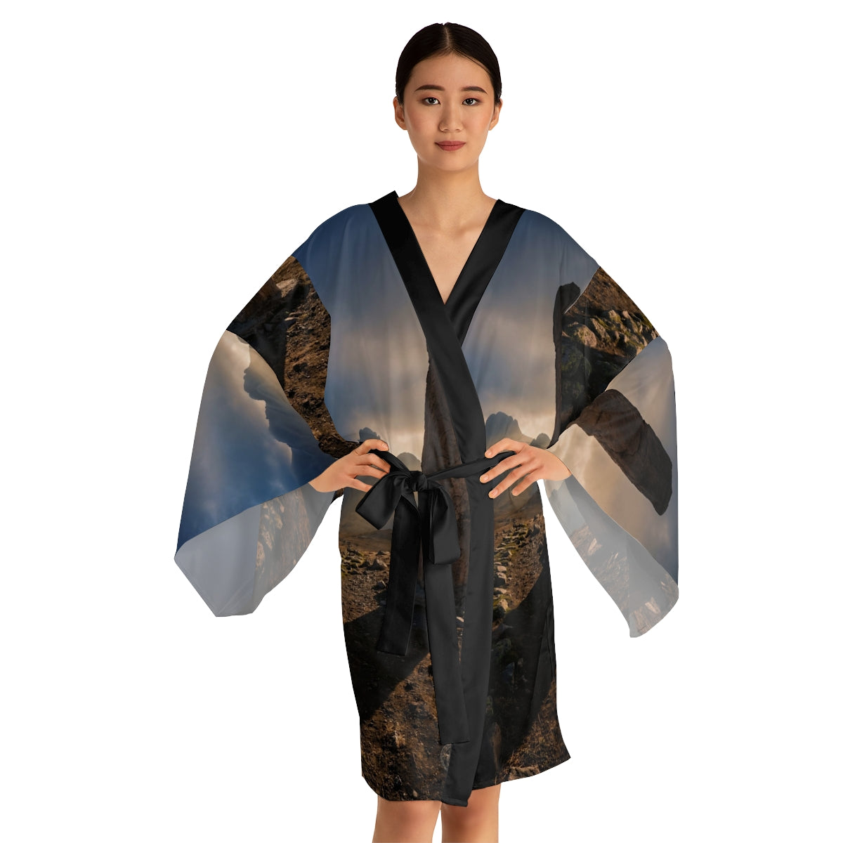 Long Sleeve Kimono Robe - Mystic Monolith Ancient Persian......