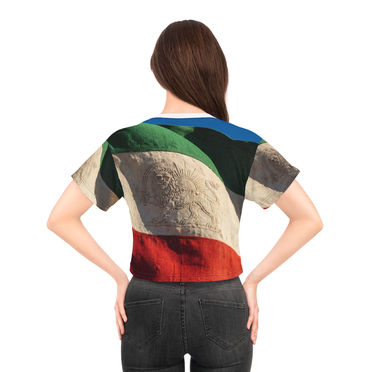 Crop Tee - Vintage Persian Lion and Sun Heritage Flag |...