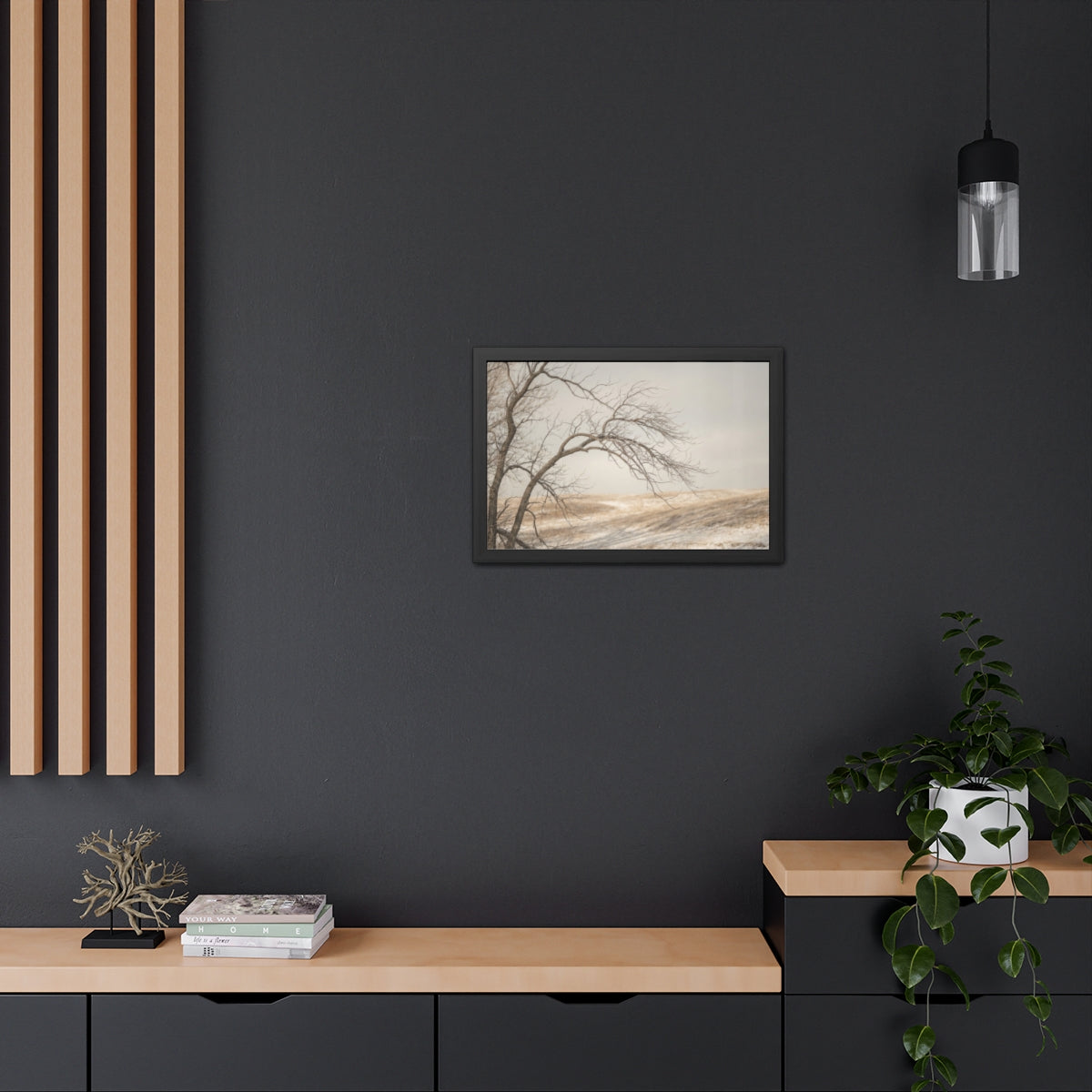 Framed Poster - Minimalist Winter Tree — Landscape