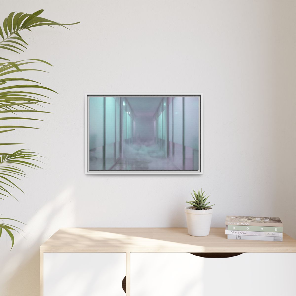 Matte Canvas, Framed - Liminal Corridor Fog Art Print —... |...