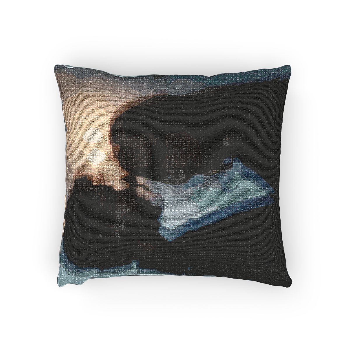 Midnight Reflections Woven Pillow - Moody Texture Cushion |...