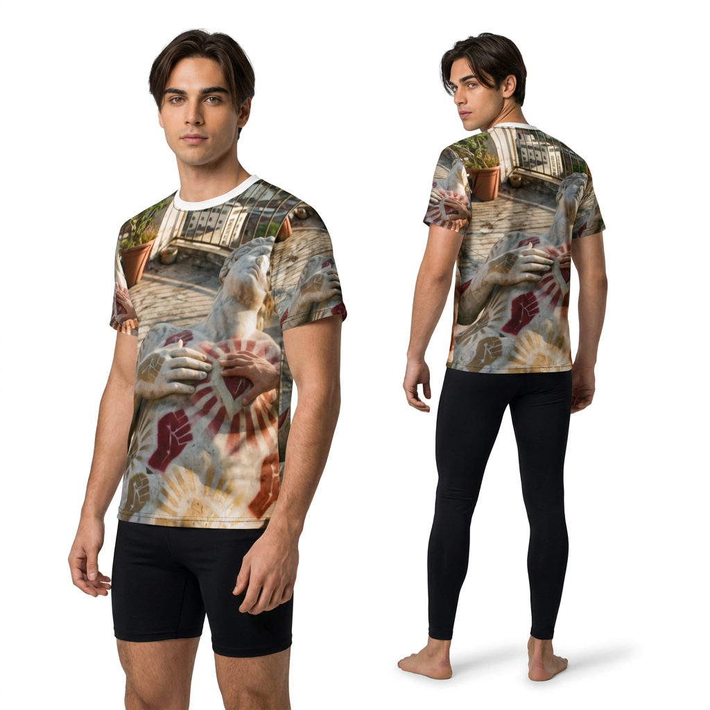 Men's Cut and Sew Tee Classical Statue Print