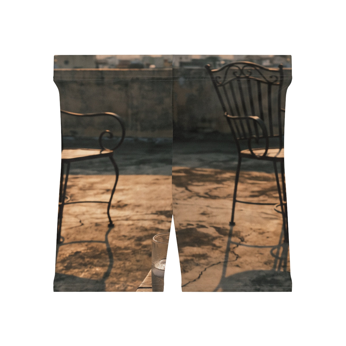 Women's Biker Shorts - Golden Hour Rooftop Solitude Art |...
