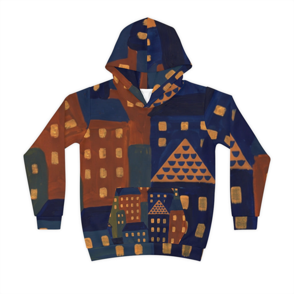 Children's Hoodie Moonlit Village Art