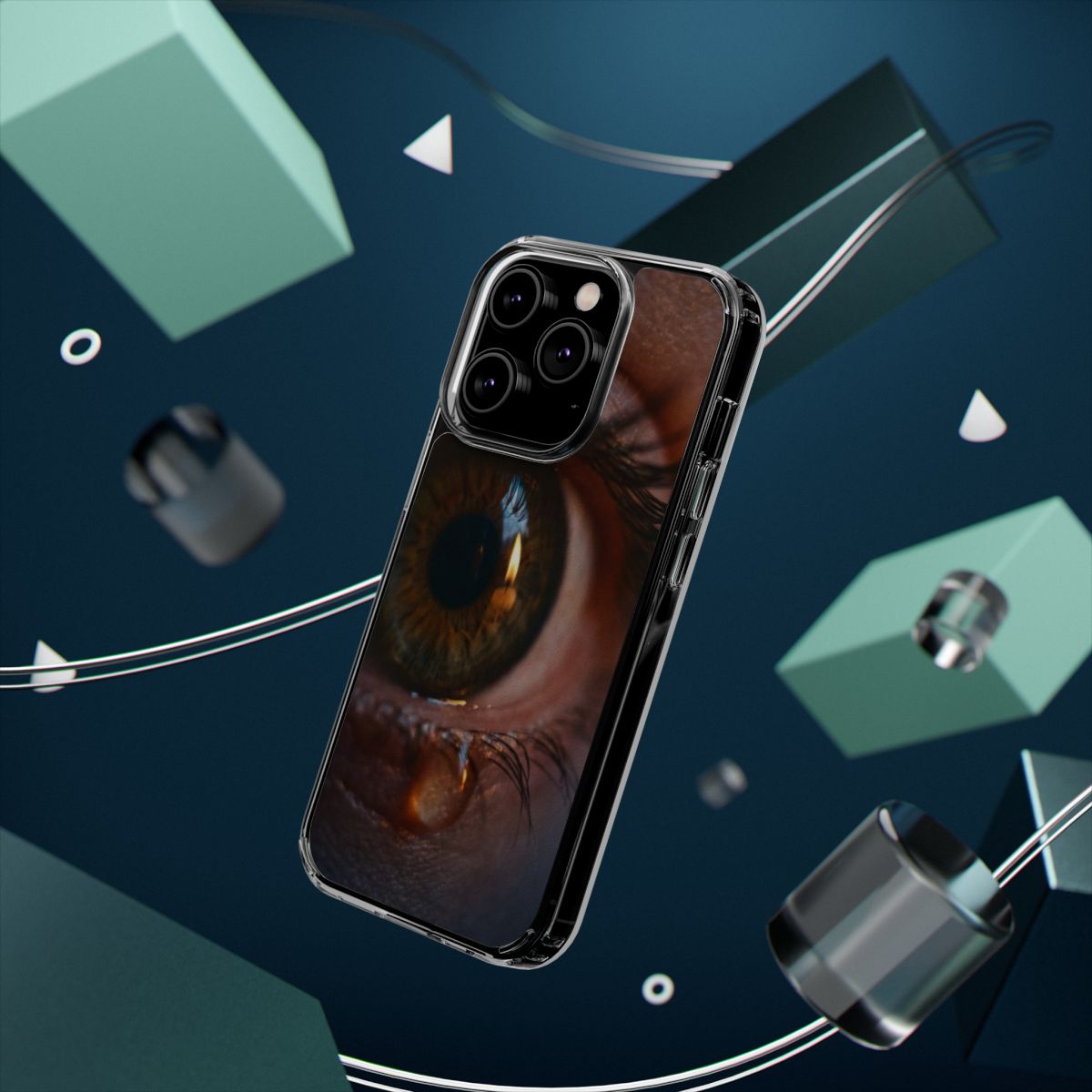 Clear Impact-Resistant Apple iPhone Cases - Amber Tears Cinematic Eye Portrait | iPhone 17 Pro Max, 17 Pro, 17 Air & More
