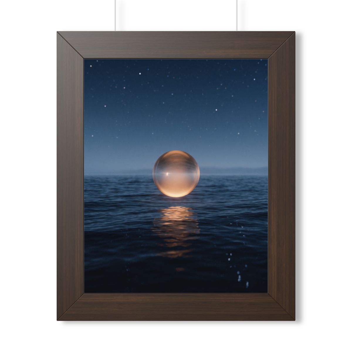 Framed Vertical Poster - Glowing Ocean Horizon — Walnut... |...