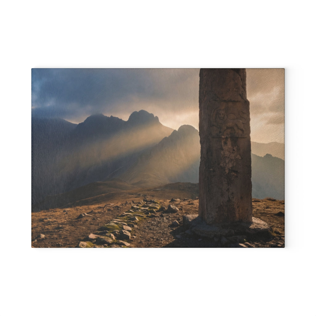 Glass Cutting Board - Mystic Peaks