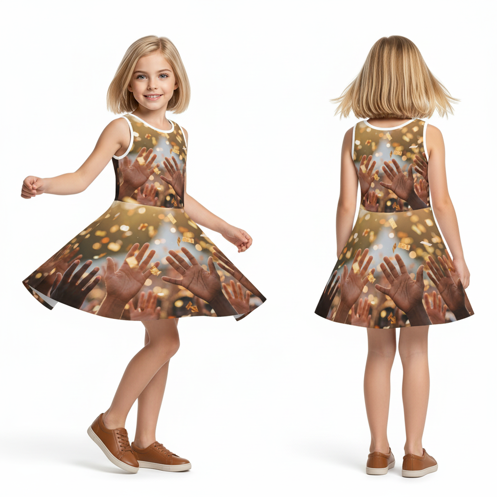 Robe d'été fille avec motif festival doré