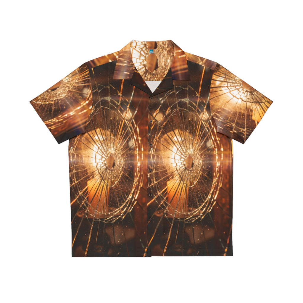 Men's Hawaiian Shirt - Shattered Amber Light Moody Glass Art...