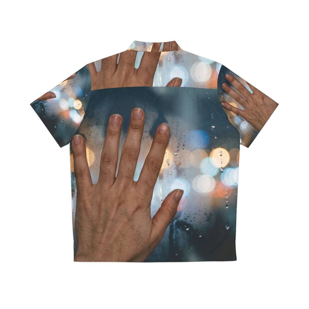 Men's Hawaiian Shirt Rainy City Window Art