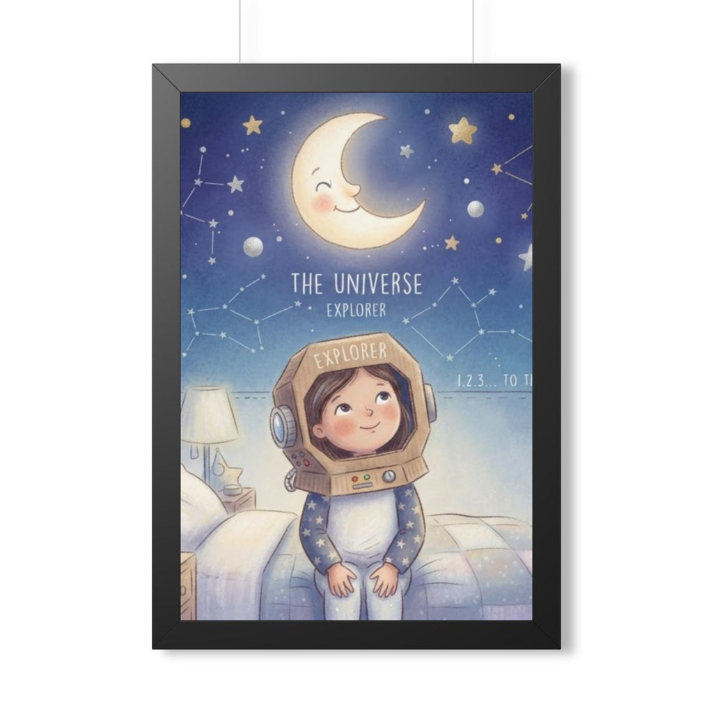 Framed Vertical Poster - Universe Explorer Art — Black... |...