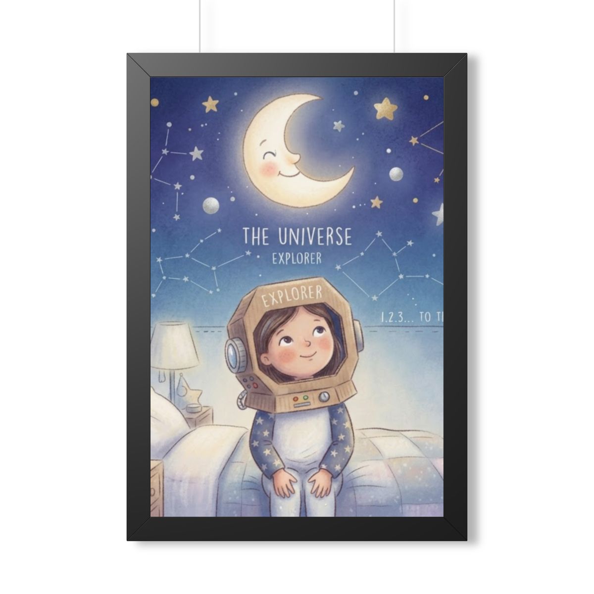 Framed Vertical Poster - Universe Explorer Art — Black... |...