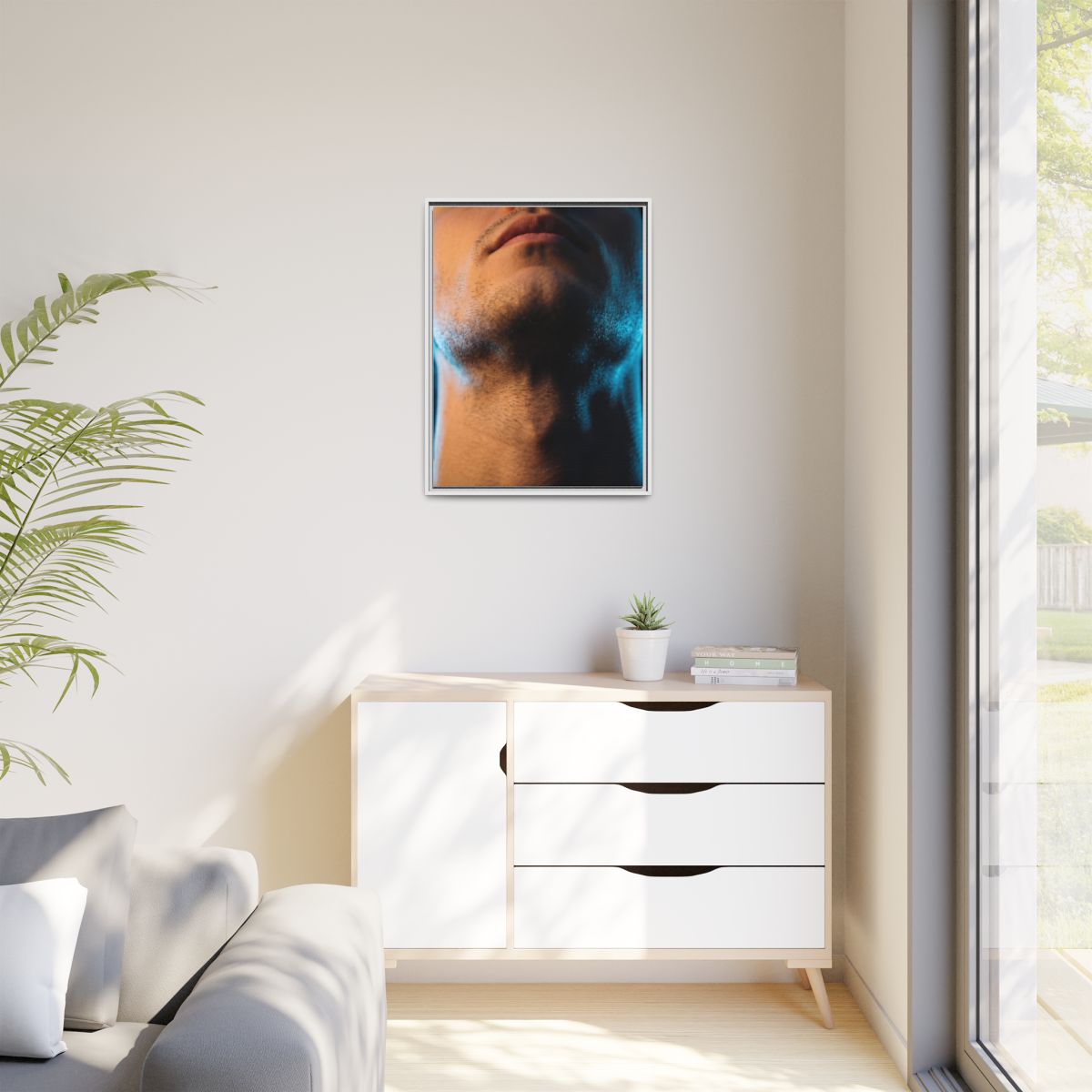 Matte Canvas, Framed - Neon Shadows Cinematic Portrait Art...
