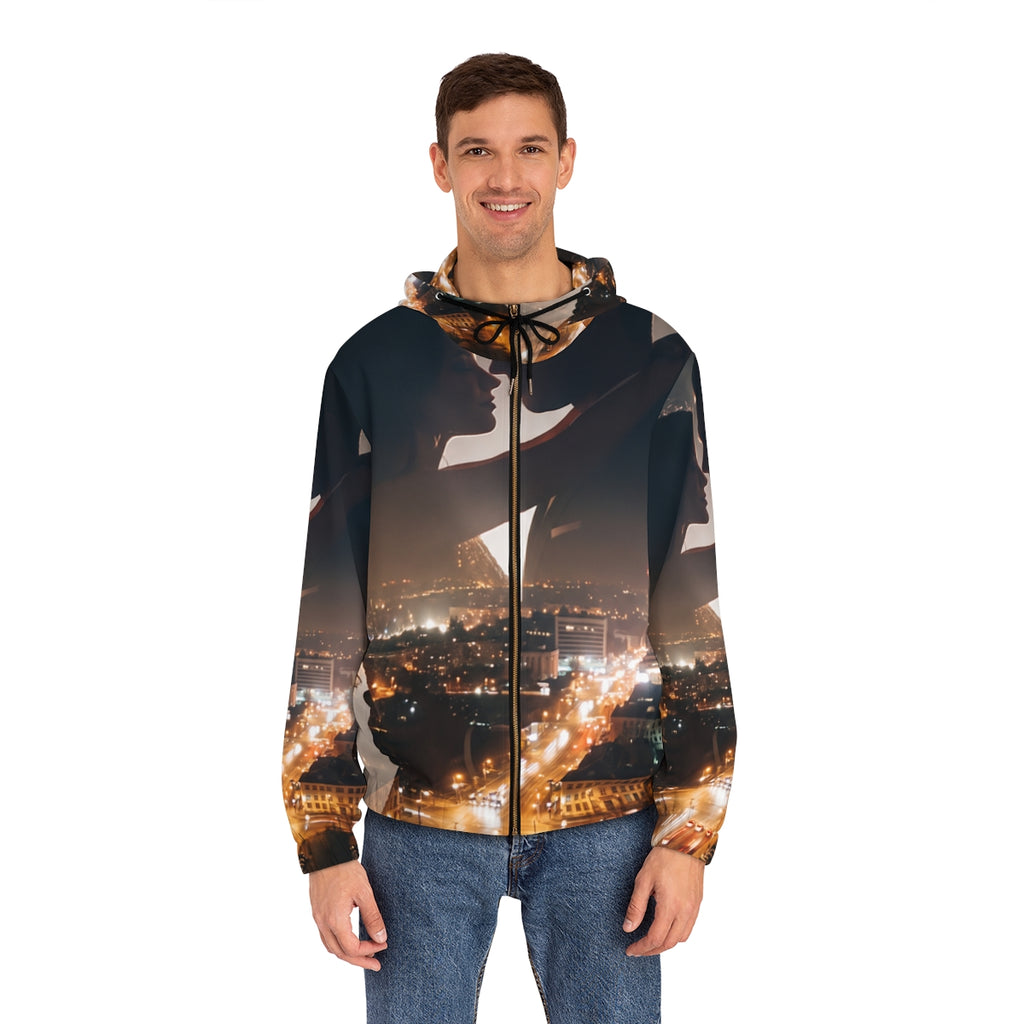 Men's Full-Zip Hoodie - Midnight City Skyline | Echovira...