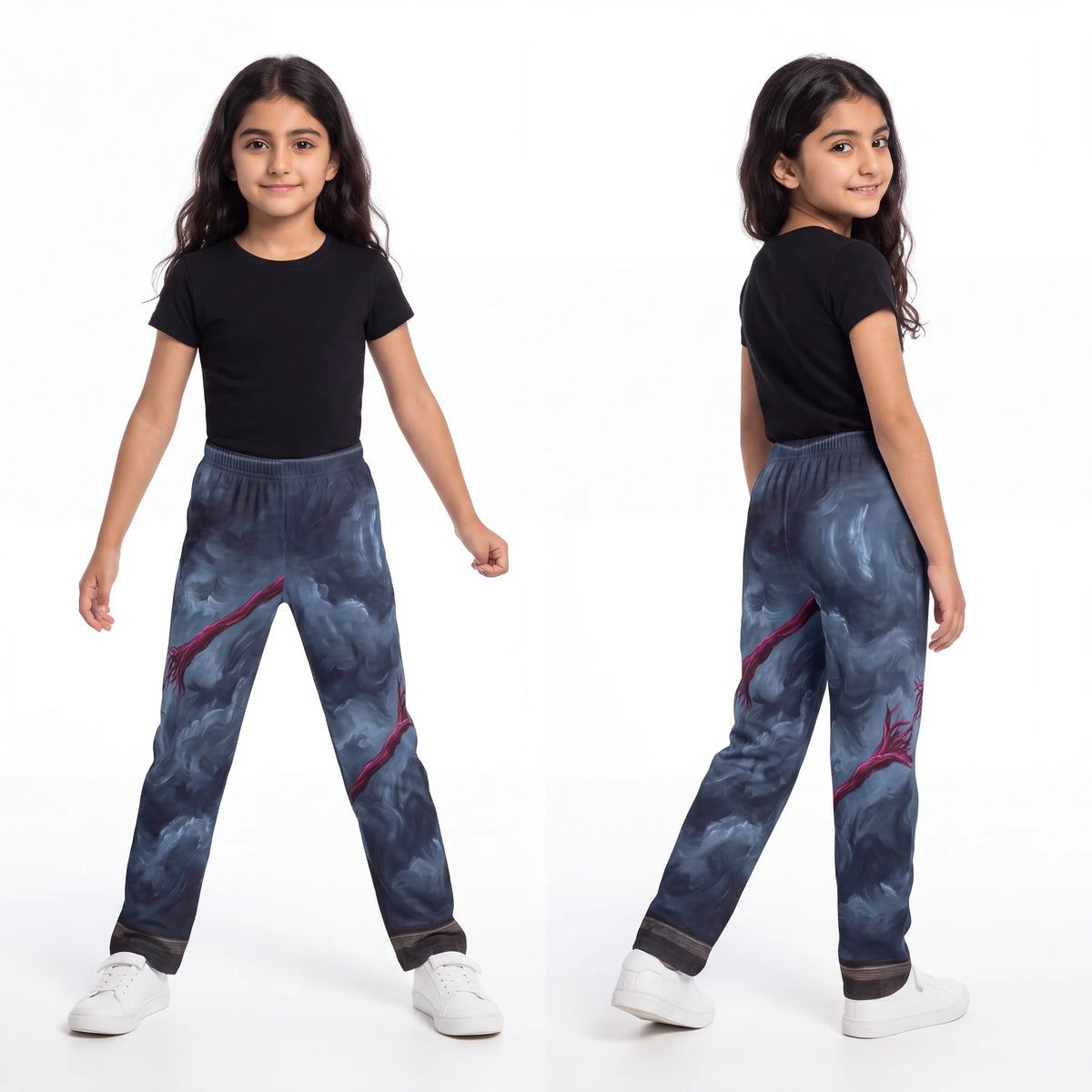 Kids Lounge Pants Crimson Abstract Art