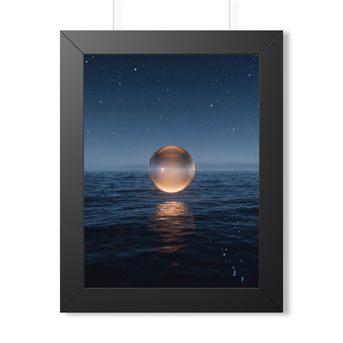 Framed Vertical Poster - Glowing Ocean Horizon — Black... |...