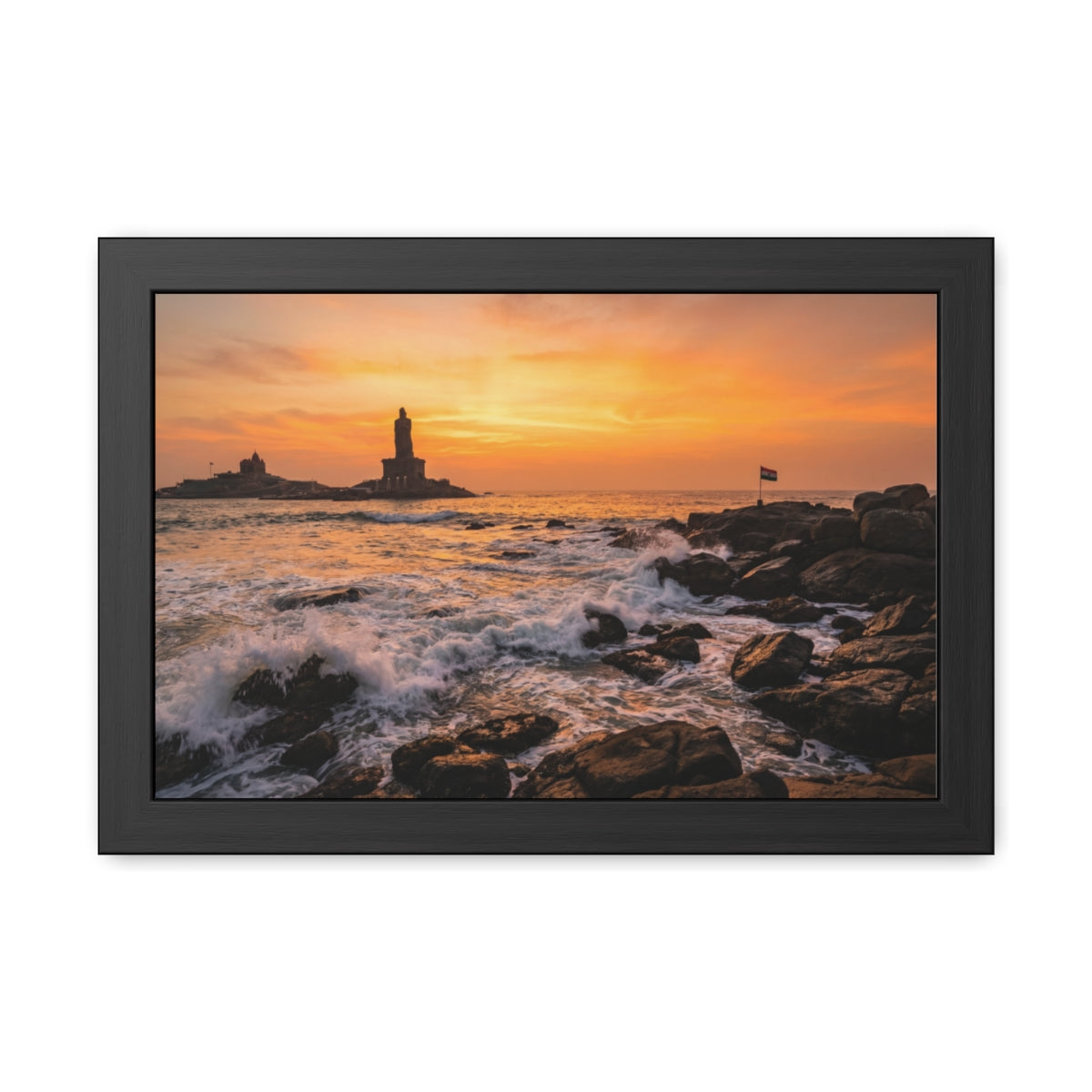 Framed Posters - Coastal Golden Glow — Landscape