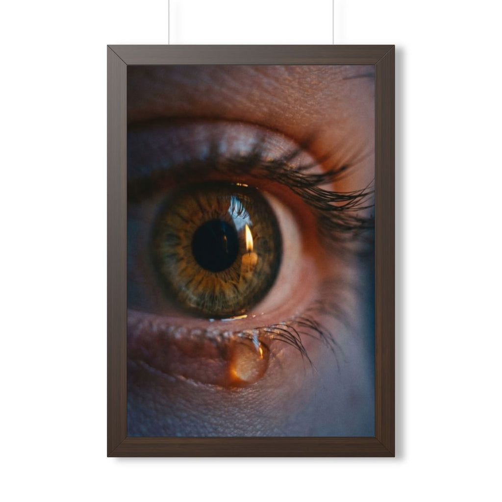 Framed Vertical Poster - Amber Iris Reflection Fine Art... |...
