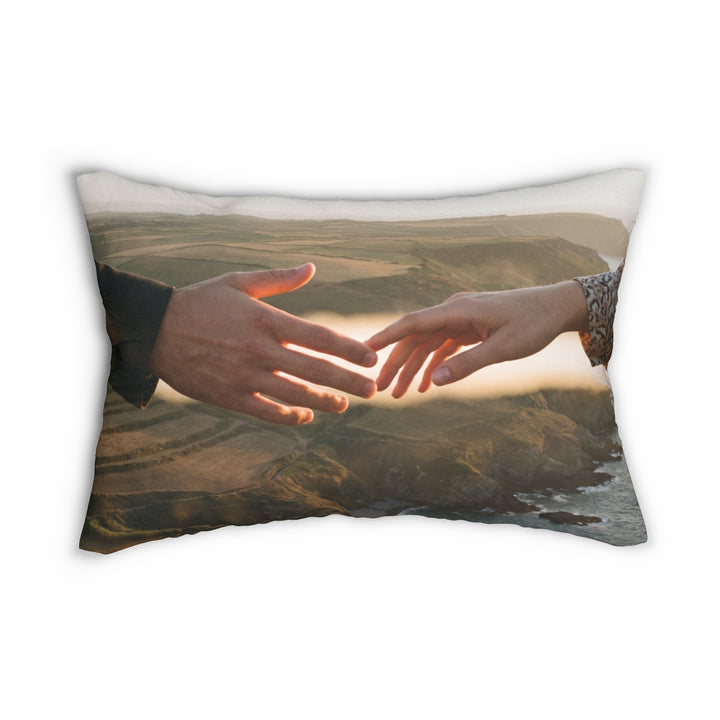 Spun Polyester Lumbar Pillow - The Infinite Touch | Ethereal Coastal Art