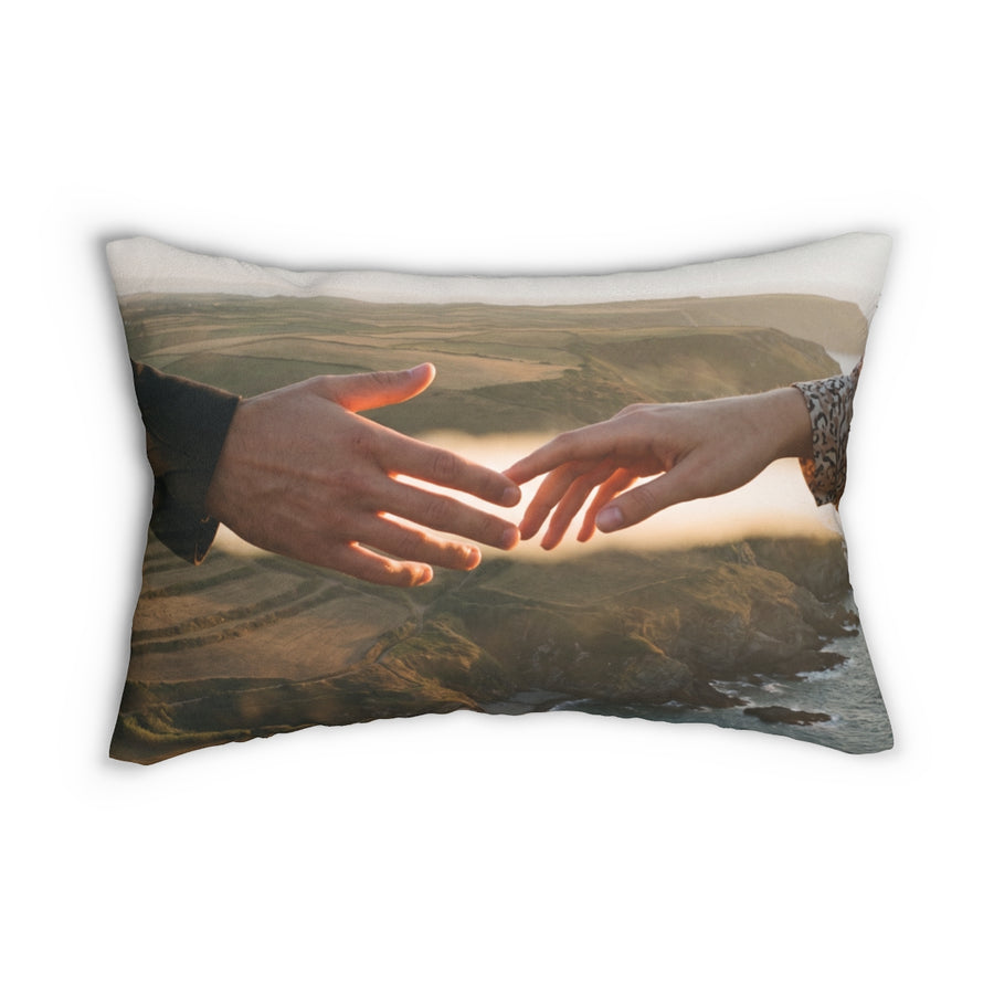 Spun Polyester Lumbar Pillow - The Infinite Touch | Ethereal Coastal Art