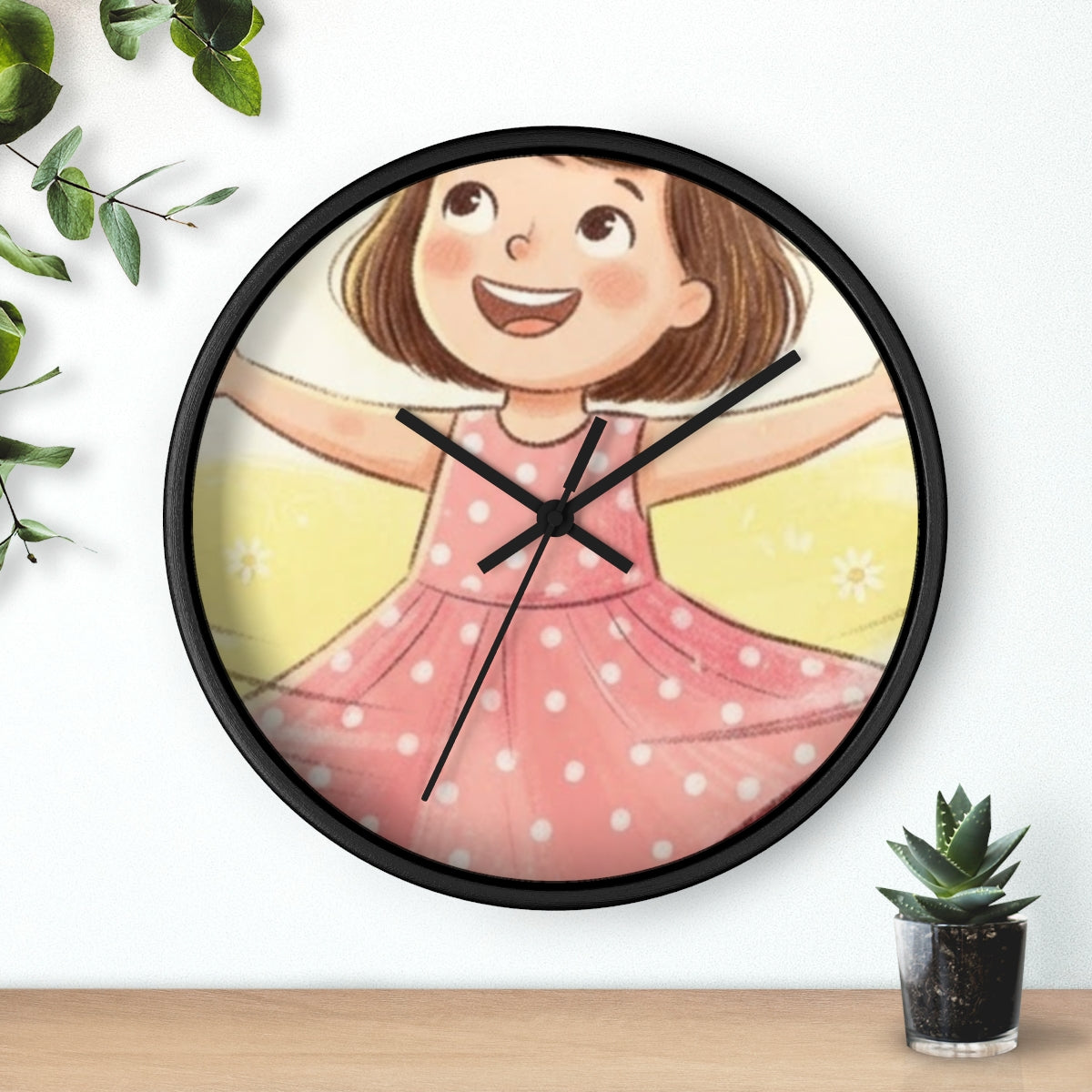 Wall Clock - Rainbow Meadow Twirl Girl | Echovira Gallery
