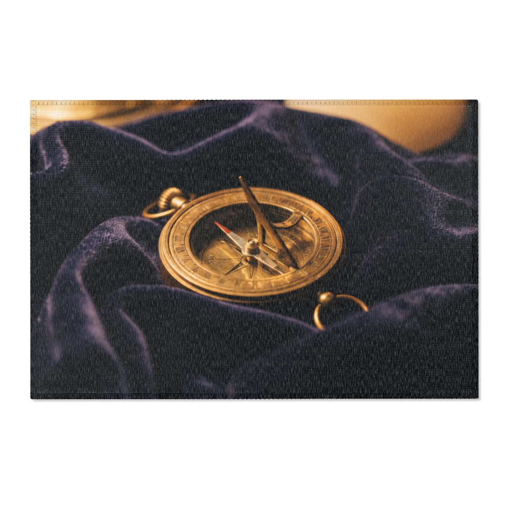 Vintage Brass Sundial Compass Area Rugs
