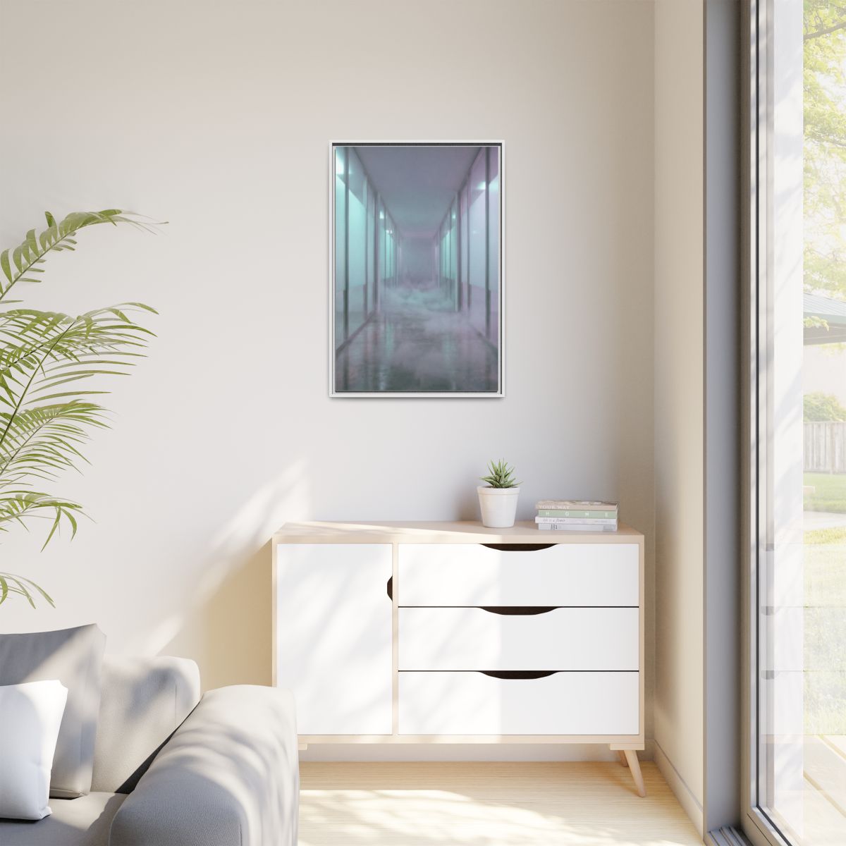 Matte Canvas, Framed - Liminal Corridor Fog Art Print —... |...