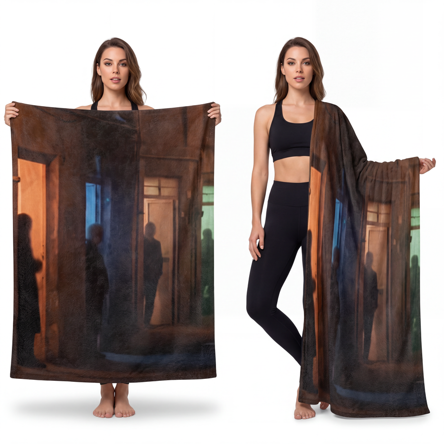 Velveteen Microfiber Blanket - Shadowed Alleyway Mystery Art Print