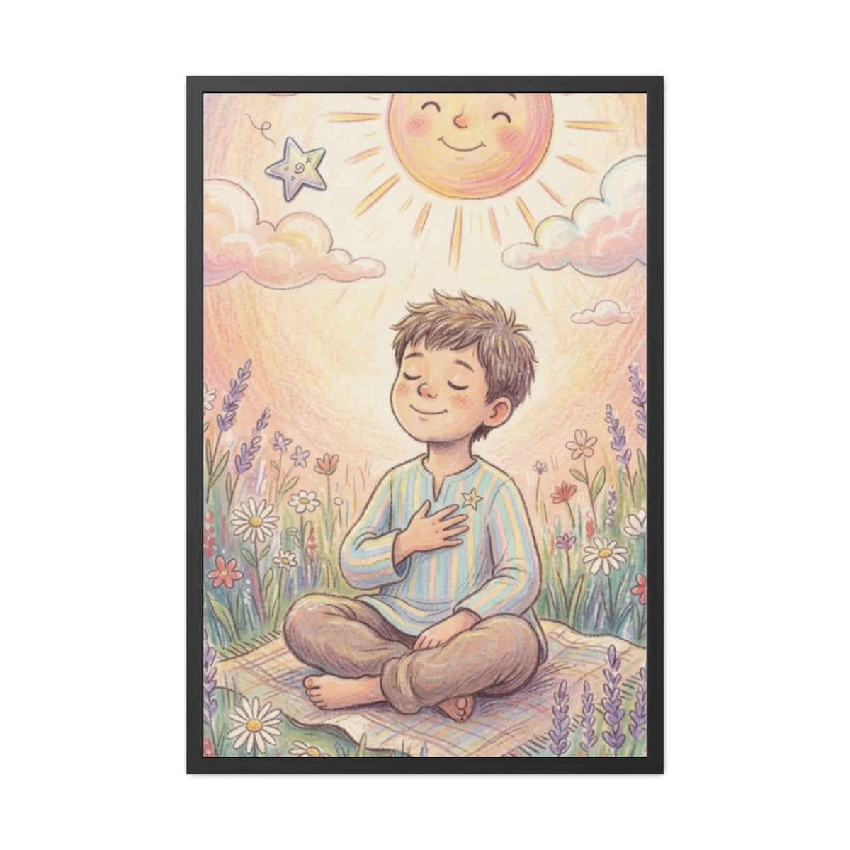 Framed Poster - Mindful Sunshine Meadow — Portrait (8×12......