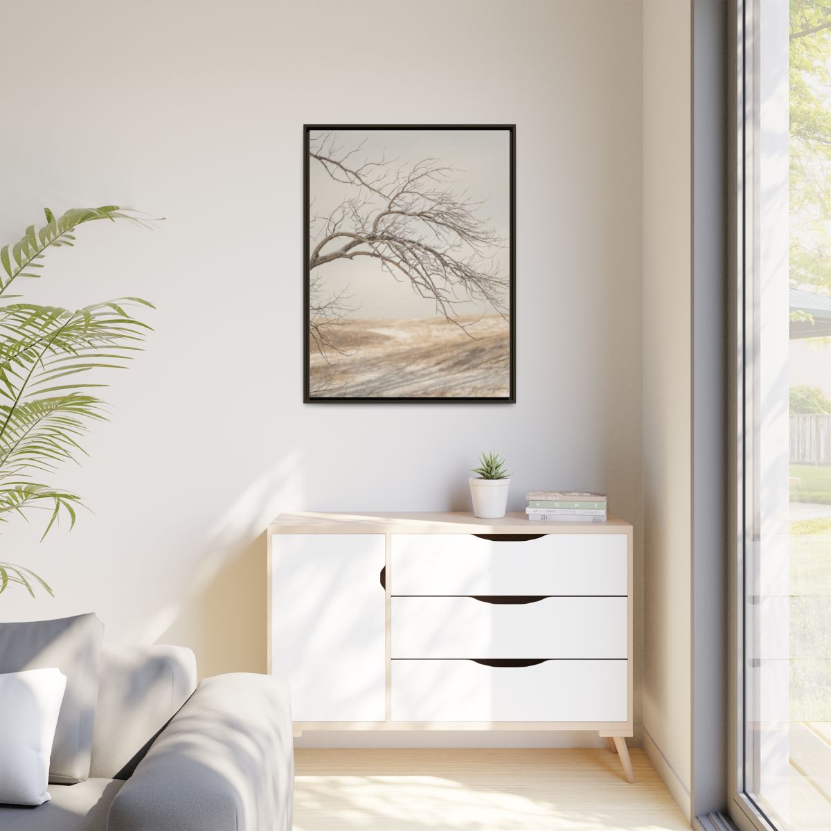 Matte Canvas, Framed - Winter Branch Solitude Landscape —......