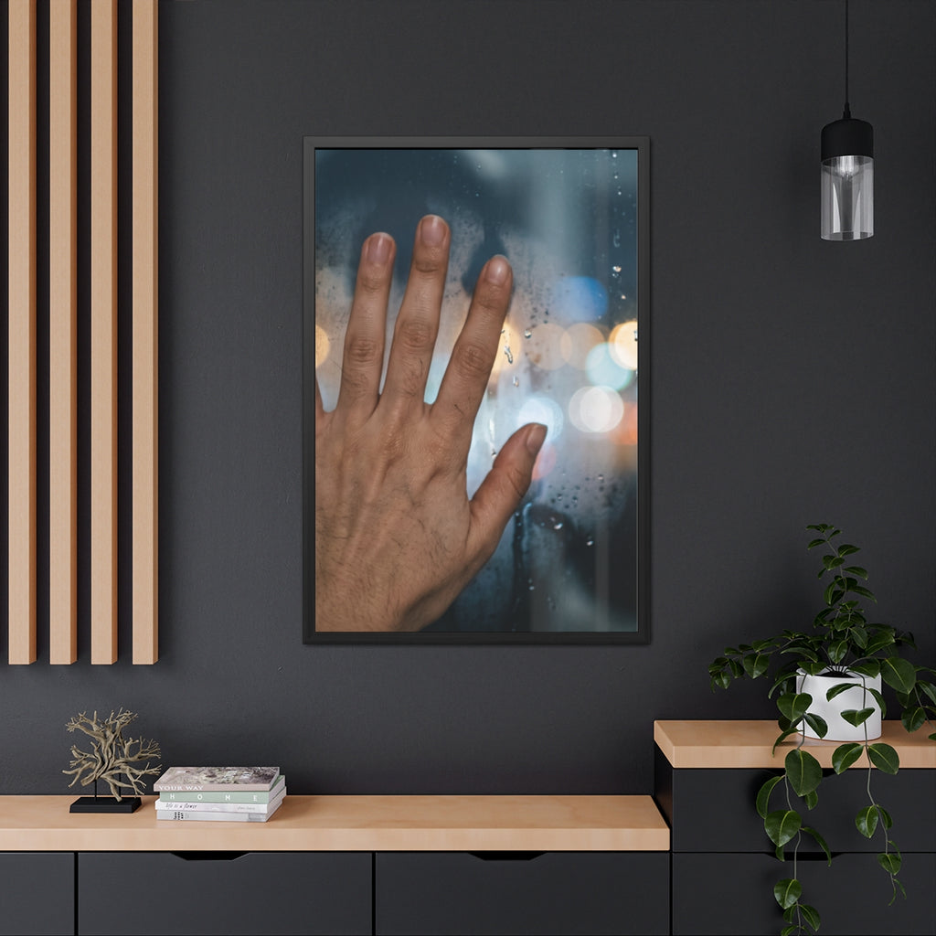 Portrait Framed Poster Rainy City Window Art