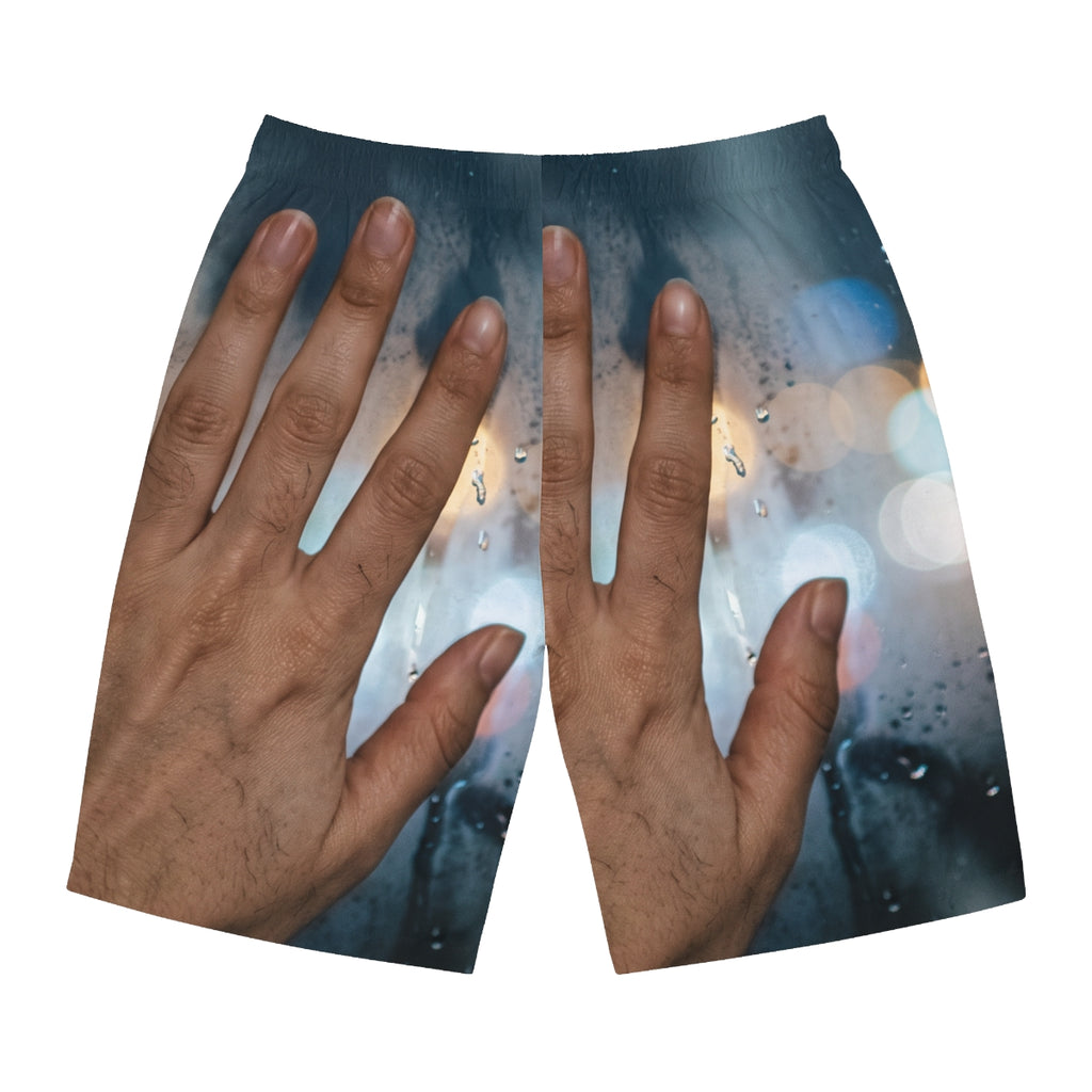 Men's Board Shorts Rainy City Window Art
