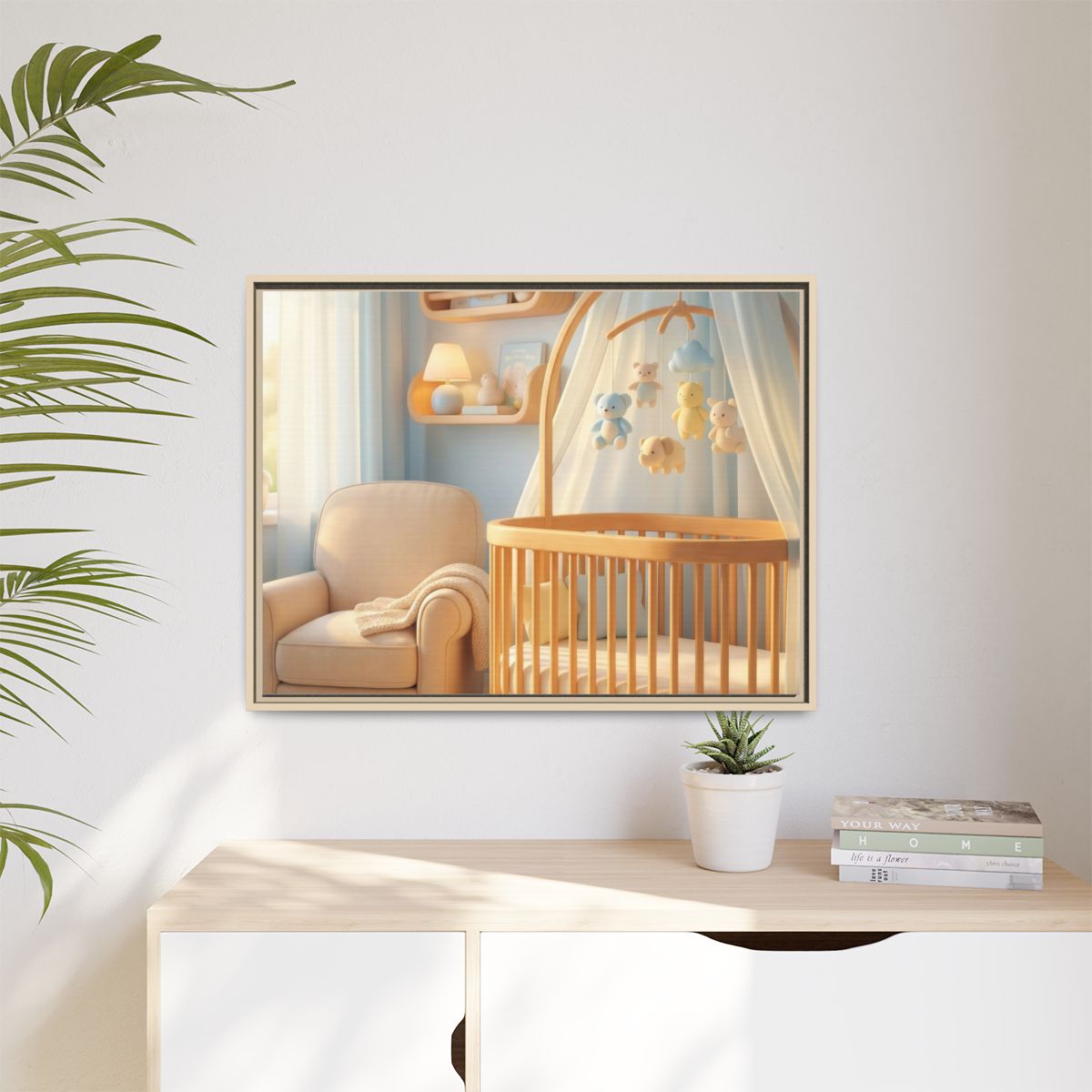 Matte Canvas, Framed - Dreamy Serene Nursery Art — Natural /...