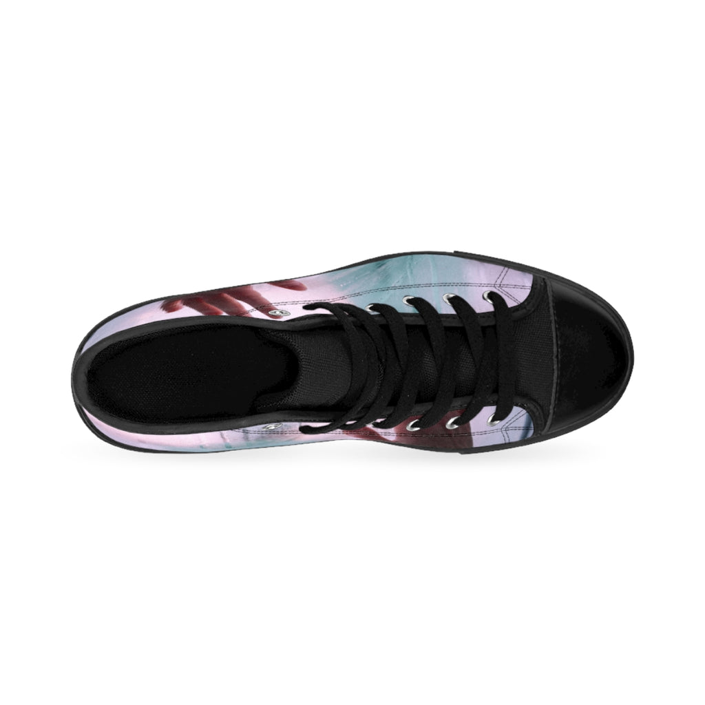Women's Classic Sneakers with Misty Glass Hand Art