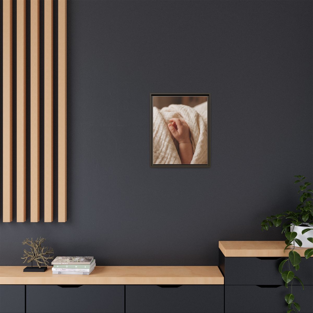 Framed Matte Canvas - Tender Newborn Hand (8×10, 9×12... |...