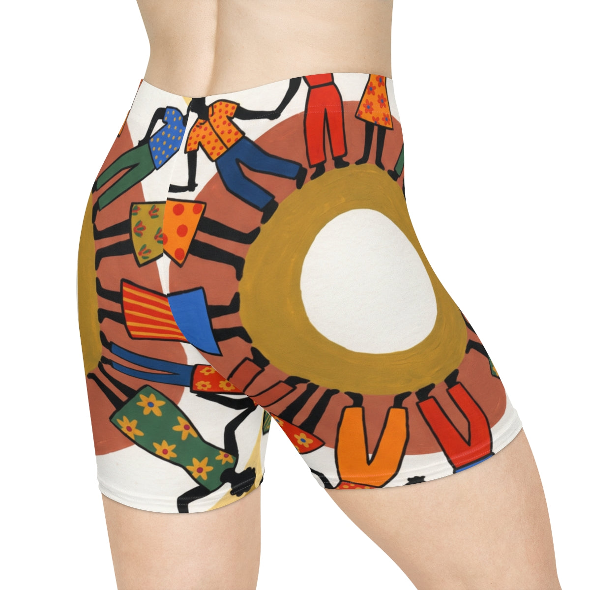Women's Biker Shorts - Unity Mandala Folk Art | Echovira...