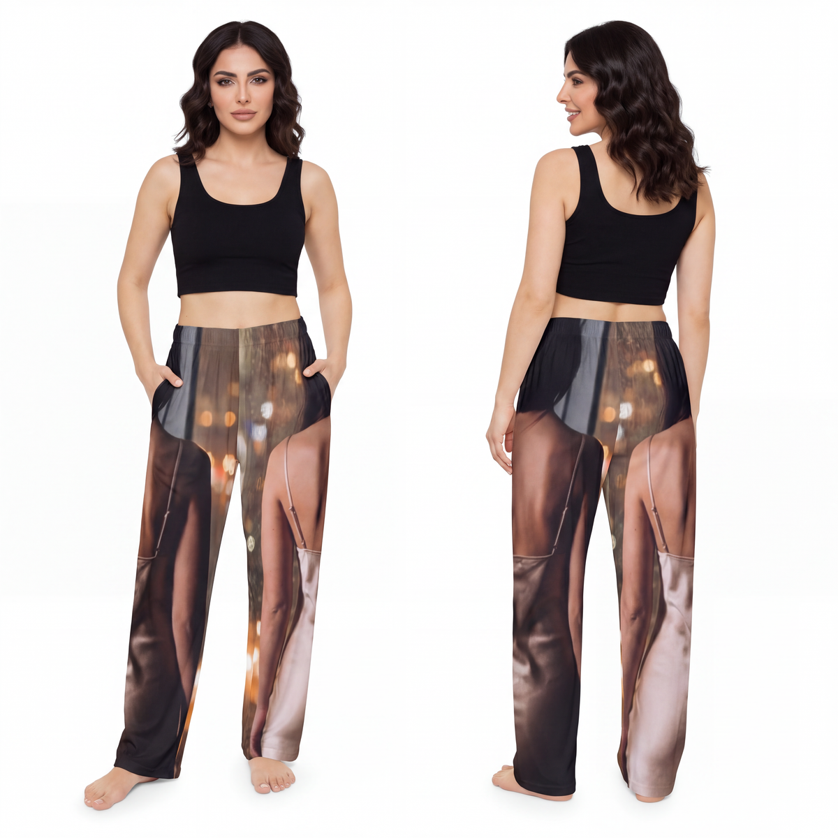 Women's Pajama Pants - Rainy City Glow | Echovira Gallery
