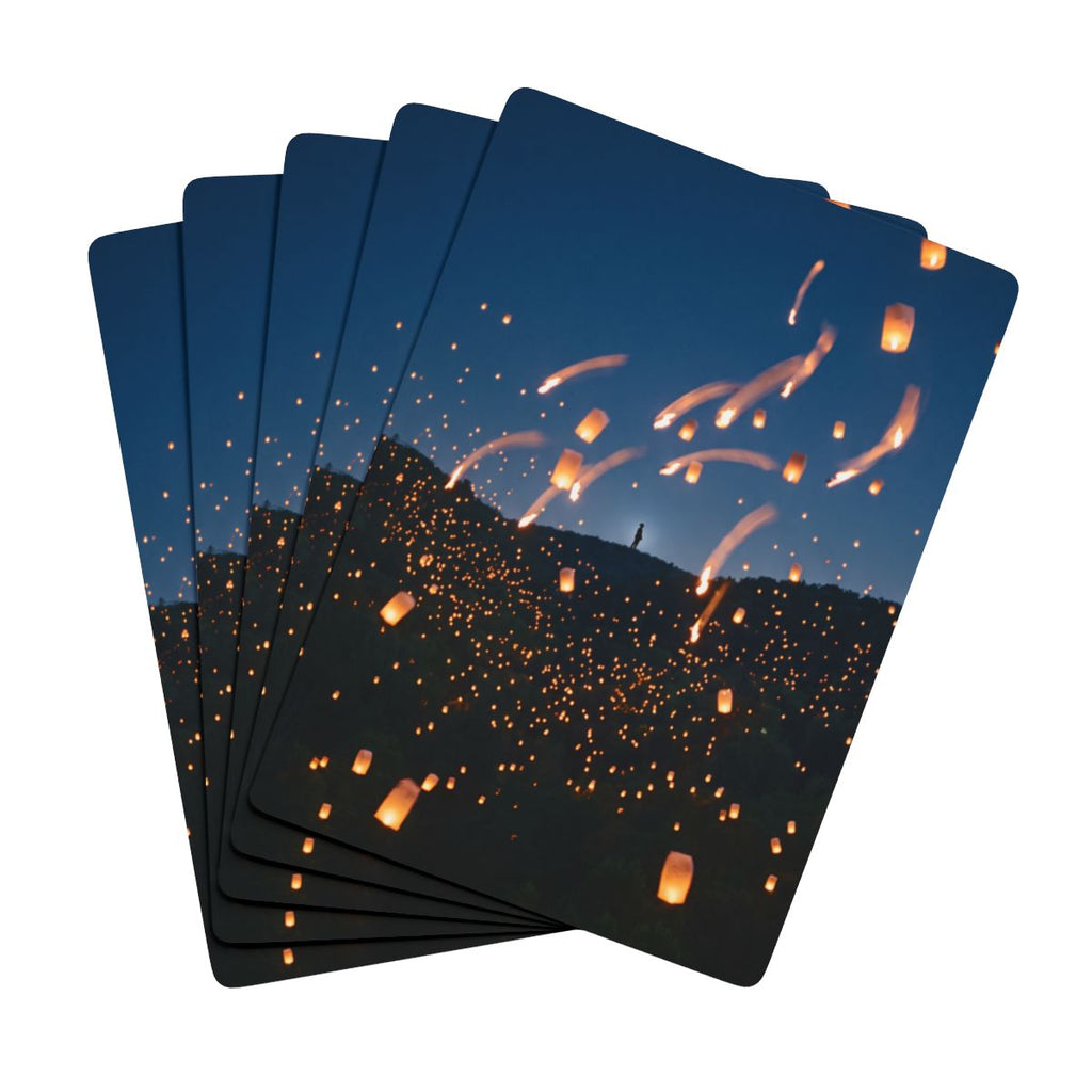 Poker Playing Cards - Midnight Lantern Glow Wall Art |...
