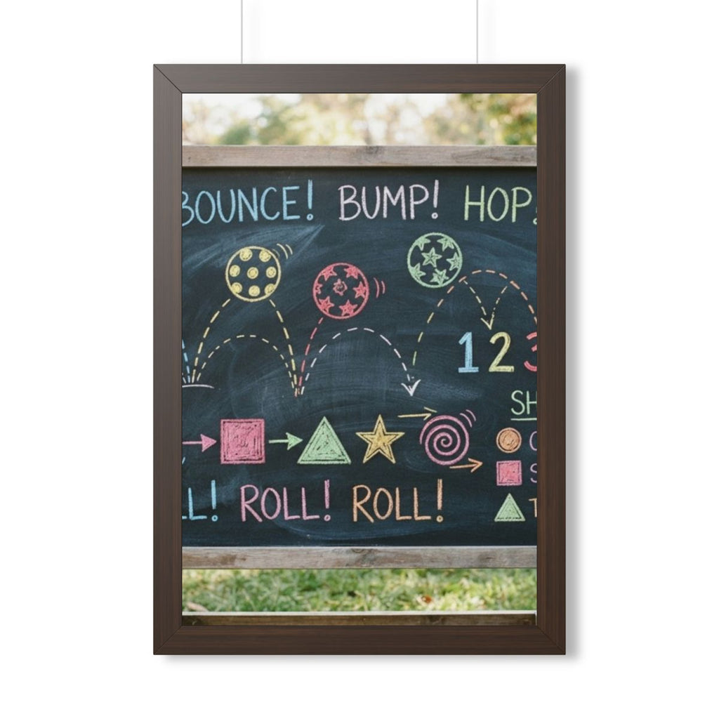Framed Vertical Poster - Chalkboard Playground — Walnut... |...