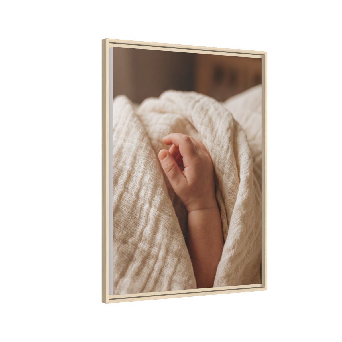 Framed Matte Canvas - Tender Newborn Hand (8×10, 9×12, 11×14, 12×16, 10×20, 12×18, 16×20, 16×24, 12×36, 18×24, 20×24, 16×32, 20×30, 24×30, 16×48, 24×32, 24×36, 24×48, 20×60, 30×40, 32×48, 30×60 & 40×60)