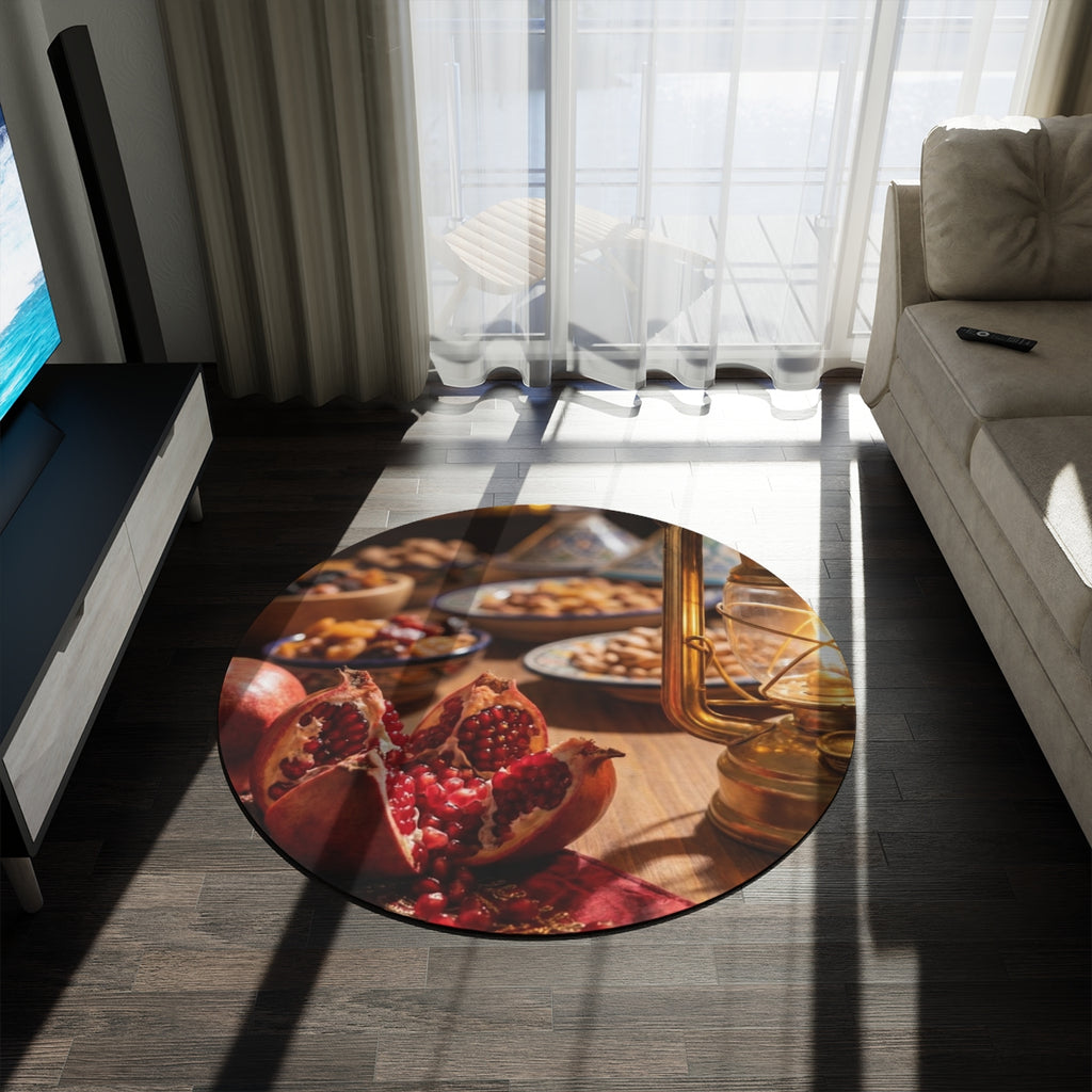Round Rug - Amber Oasis Harvest | Echovira Gallery
