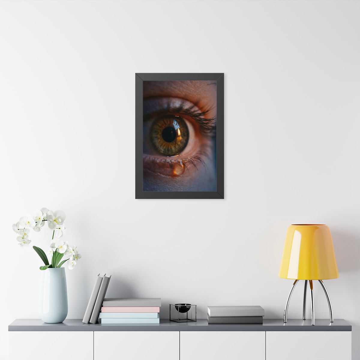 Framed Vertical Poster - Amber Iris Reflection Fine Art... |...