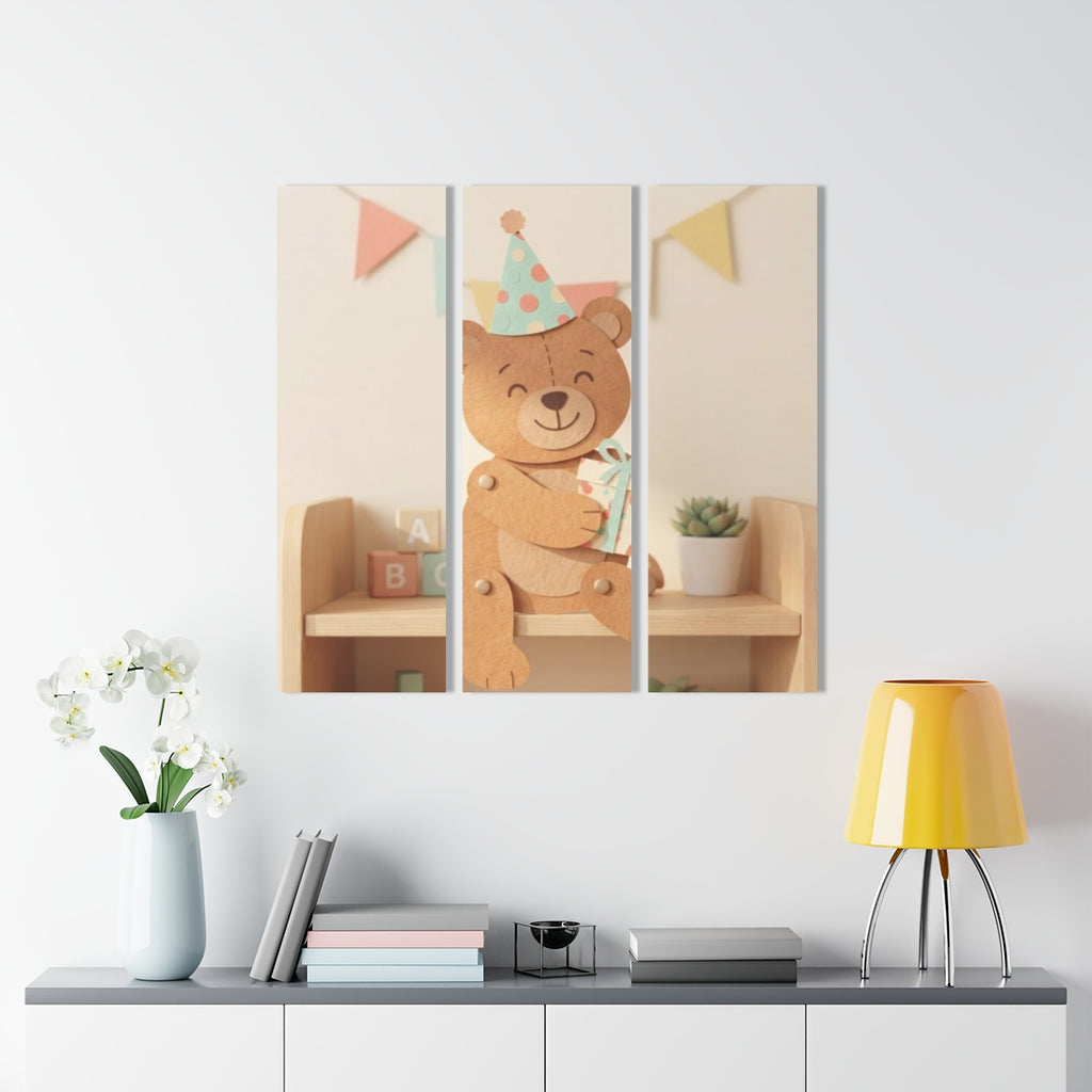 Acrylic Prints Triptych - Joyful Teddy Bear — Portrait |...