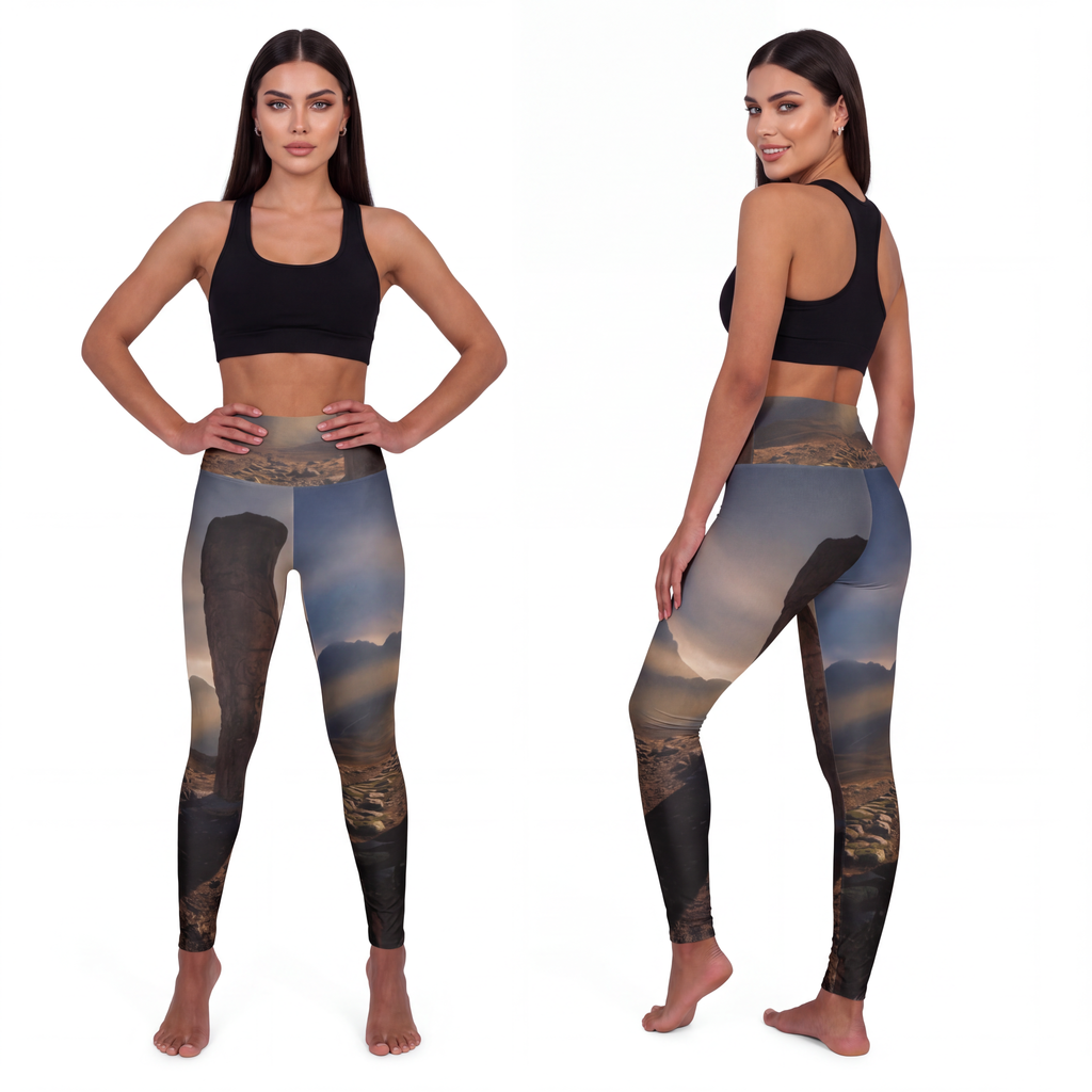 High Waisted Yoga Leggings - Mystic Monolith Ancient Persian...