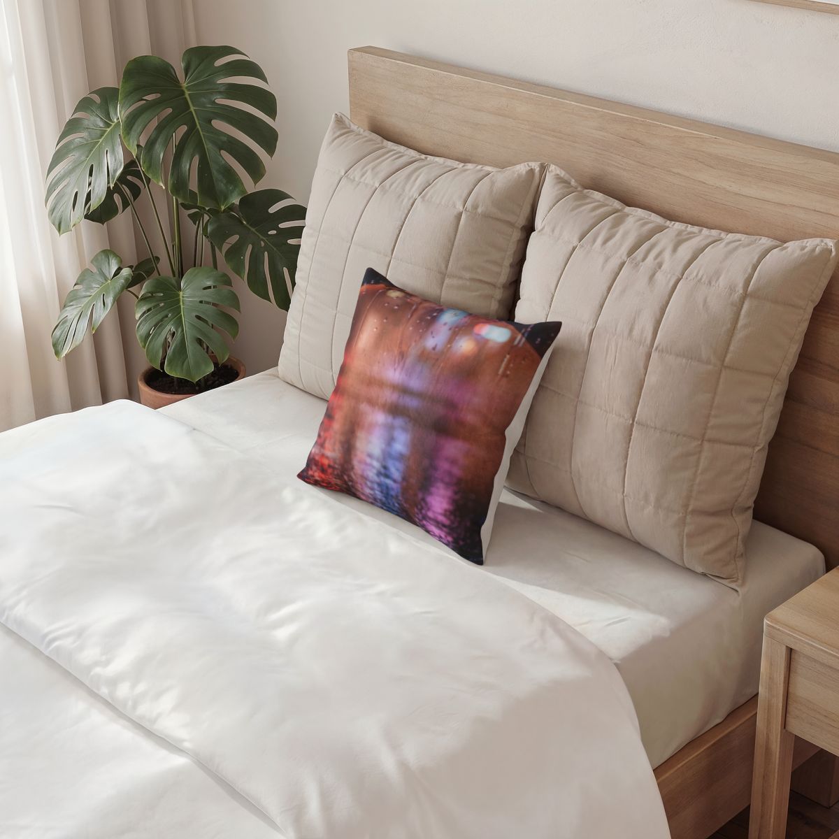 Poly Velvet Pillow - Nocturnal Neon Reflections | Echovira...